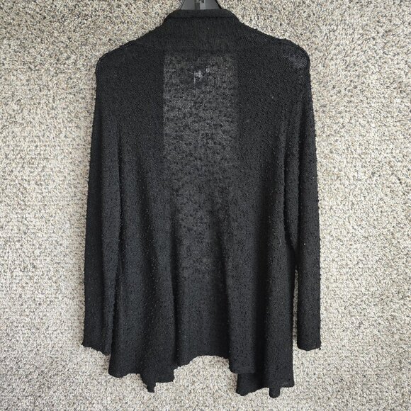 Chicos Cardigan Womens 1 US Medium Black Open Knit Polyester Rayon Casual Ladies - Picture 7 of 7